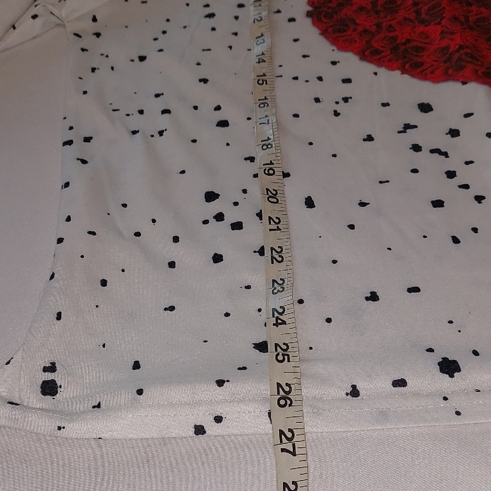White Long Sleeve Shirt with Red Heart Design - Picture 4 of 6